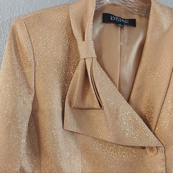Kasper Gold Jacquard 2-piece Suit Jacket Skirt Size 12 - Picture 8 of 15